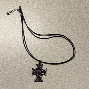 Black Cross Pendant Necklace
